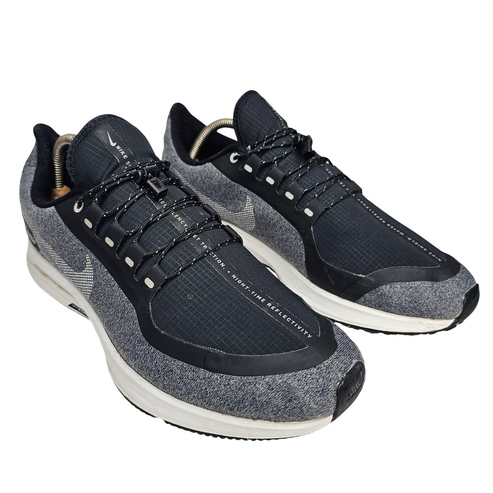 Nike Air Zoom Pegasus 35 Men 10.5 Black Shield Water Repellent Running Shoes - Picture 2 of 9